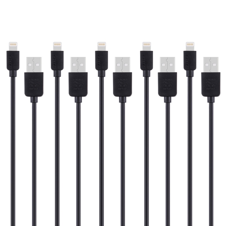 Haweel สายชาร์จซิงค์ข้อมูล ความเร็วสูง 8 pin เป็น USB 1 เมตร สีดํา สําหรับ iPhone iPad 5 ชิ้น