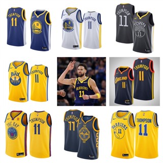 Golden State Warriors Jersey #11 Klay Thompson เสื้อบาสเก็ตบอลสีดำของผู้ชายสั้น -เสื้อยืดกีฬา