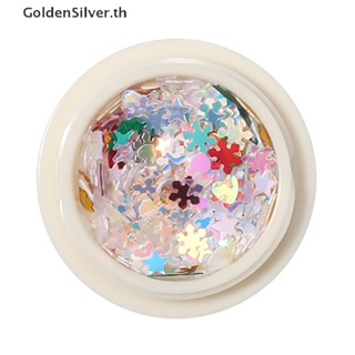 Goldensilver อุปกรณ์ตกแต่งเล็บ กลิตเตอร์ เกล็ดหิมะ สีทอง โลหะ สําหรับตกแต่งเล็บ TH