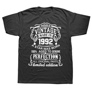 Made Vintage In 1992 T-shirts Men Dad Father Short Sleeve 30 Years Old 30Th Birthday Cotton Streetwear เสื้อยืดคอกลม