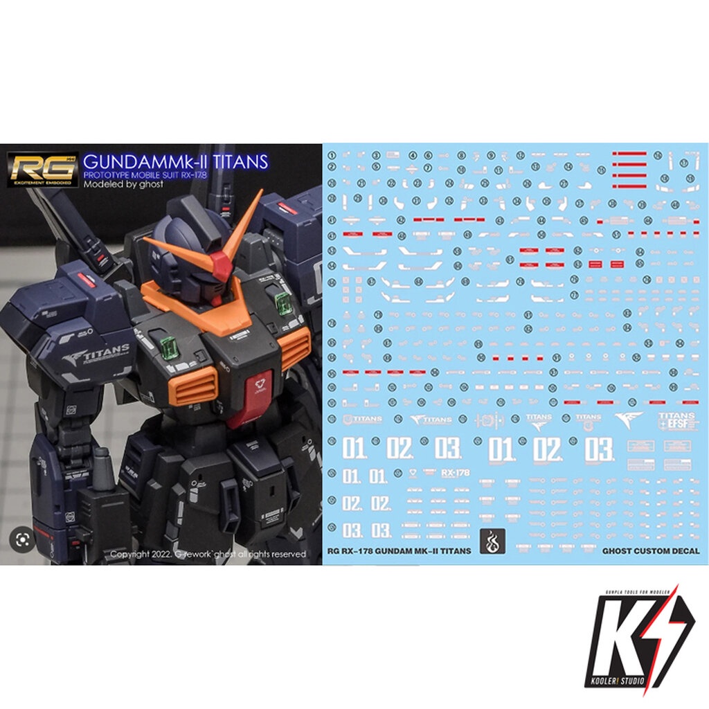 Waterdecal CG RG RX-178 Gundam MK-II Titans #ดีคอลน้ำสำหรับติดกันพลา กันดั้ม Gundam พลาสติกโมเดลต่างๆ
