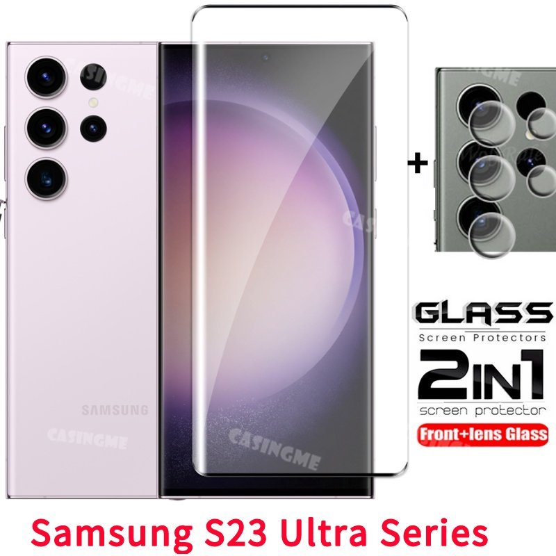 2 in 1 ฟิล์มกระจกนิรภัยกันรอยหน้าจอ เลนส์ด้านหลัง 2023 สําหรับ Samsung S23 Ultra 5G Galaxy S23Ultra 