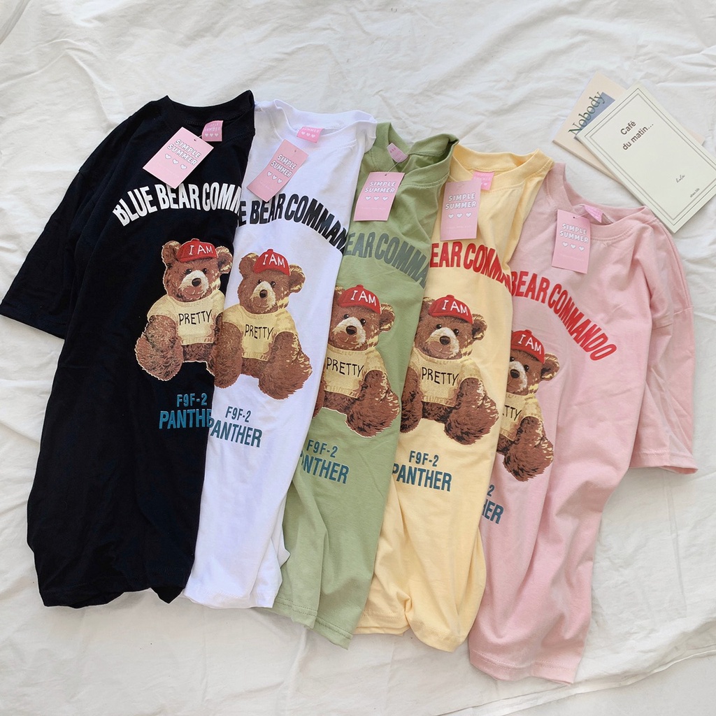 S009 เสื้อยืด oversize ผ้าคอตตอน สกรีน หมี commando – โปรปัง