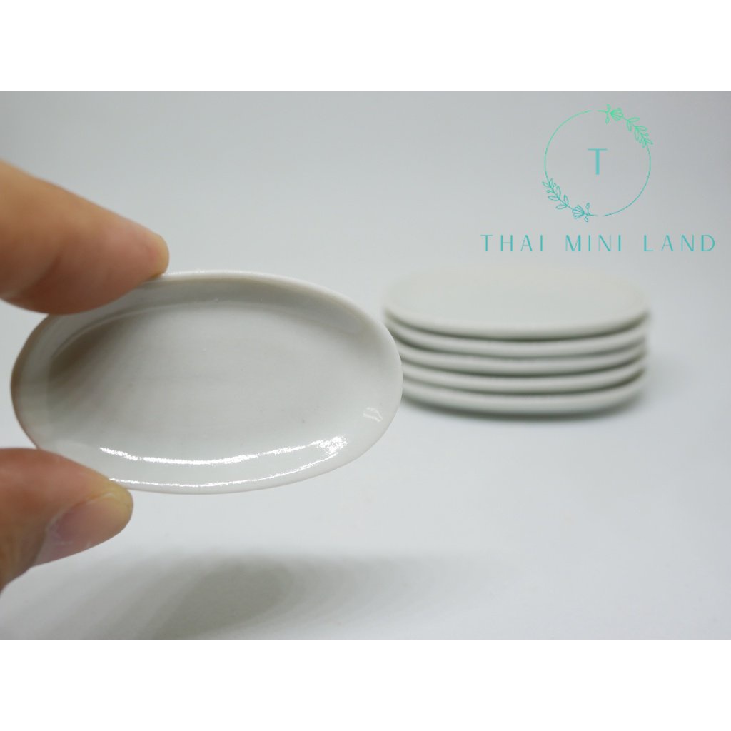 ชามเปลจิ๋ว ขอบเตี้ย (ยาว 4.5 ซม.) งานเซรามิค ชามเปล จาน จานจิ๋ว ของตกแต่ง