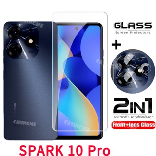 Tecno SPARK 10 Pro 2023 Flim 2 in 1 ฟิล์มกระจกนิรภัยกันรอยหน้าจอ เลนส์ด้านหลัง สําหรับ TECNO SPARK 10Pro 10 SPARK10 Pro 10C 5G Go 2023