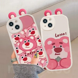 Cute Cartoon 3D Ear Strawberry Bear Casing Infinix HOT 11 11S 10T 10S 10 9 Play Pro Lite Note 8 Smart 6 5 2020 Fine Hole Airbag Shockproof Protection Soft Phone Case Cover XPN 63