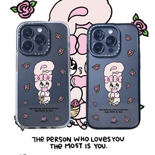 Casetify X Esther Bunny Love Yourself เคสอะคริลิค TPU ใส ขอบขาวดํา โลโก้แกะสลัก สําหรับ Apple IPhone 11 12 13 14 Pro Max