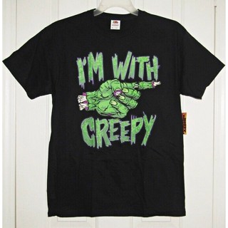 2023NEXเสื้อยืด ผ้าฝ้าย พิมพ์ลาย IM With Creepy แฟชั่นคู่รัก สไตล์วินเทจS-5XL