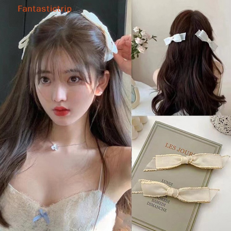 Fantastictrip เกาหลี คลาสสิก สีดํา สีขาว ตาข่าย โบว์ กิ๊บติดผม ฤดูใบไม้ผลิ ฤดูร้อน อินเทรนด์ สาวหวาน สีชมพู ปิ่นปักผม แฟชั่น เครื่องประดับผม