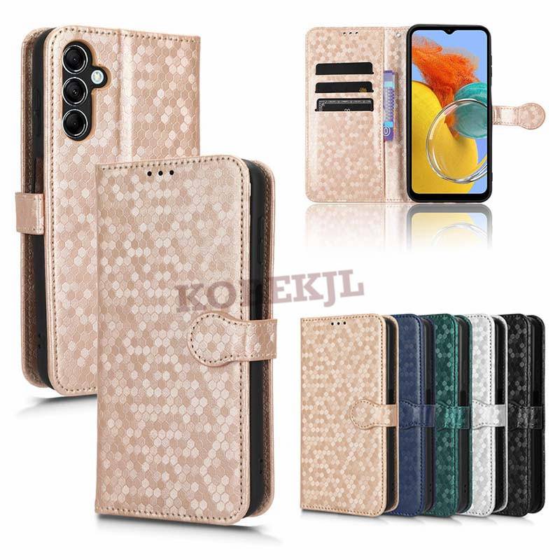 Samsung Galaxy M14 Case Flip Polka Dot PU Leather Wallet Card Slot Phone Cover Samsung M14 M54 M53 M