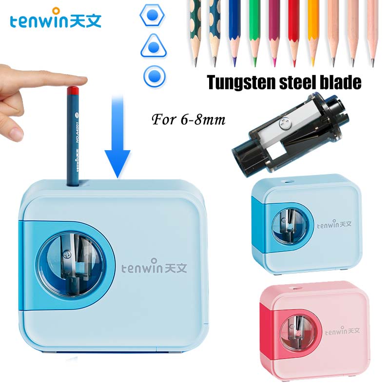 Tenwin ใหม่ โมรันดี เครื่องเหลาดินสอไฟฟ้าอัตโนมัติ ลายการ์ตูน ขนาดเล็ก เครื่องเขียน สําหรับเด็ก โม่เหลาดินสอ JO368