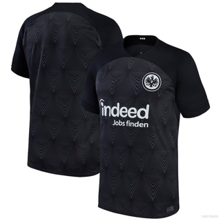 ใหม่ เสื้อยืดกีฬา แขนสั้น ลายทีมชาติฟุตบอล Eintracht Frankfurt Away 23 พลัสไซซ์ 2022