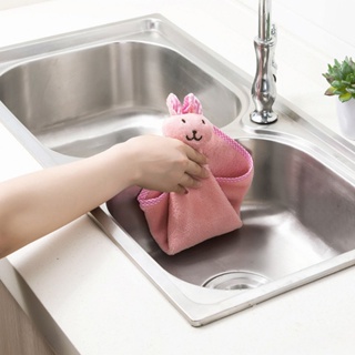ผ้าเช็ดตัวและชุดคลุมอาบน้ำ ผ้าเช็ดมือ ผ้าเช็ดมือแบบแขวน ผ้าขนหนูเช็ดมือ (ลายกระต่าย)