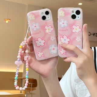 เคสโทรศัพท์มือถือ กันกระแทก สองด้าน ลายดอกไม้สีชมพู สําหรับ Apple IPhone 14 13 12 11 Pro Max