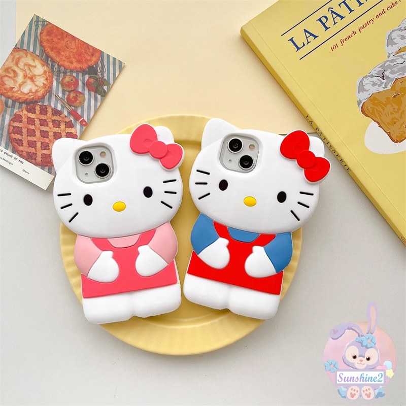3dซิลิโคนอ่อนนุ่มรู้สึกเคสโทรศัพท์เข้ากันได้สําหรับiphone 16 15 14 13 12 11 Pro Max X Xr Xs Max 8 7 6 6s Plus SE2020 น่ารักKT Cat TPU Anti Fallป้องกันปกหลัง