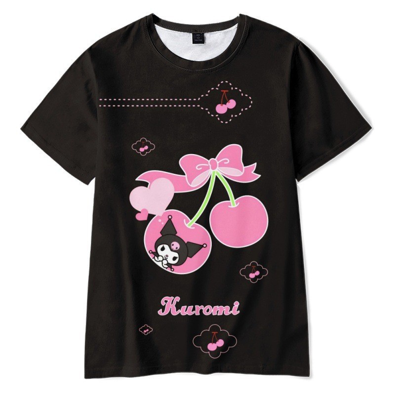 M-6XL ขนาดเสื้อผ้าผู้หญิงขายร้อน เสื้อยืด Kuromi สไตล์น่ารัก พรินต์ดิจิตอล 3D