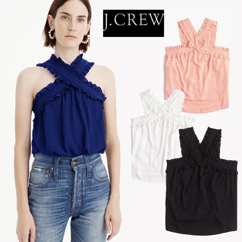 เสื้อแขนกุดผู้หญิงคอริบบิ้น (JCREW14 DRAPEY WRAP)