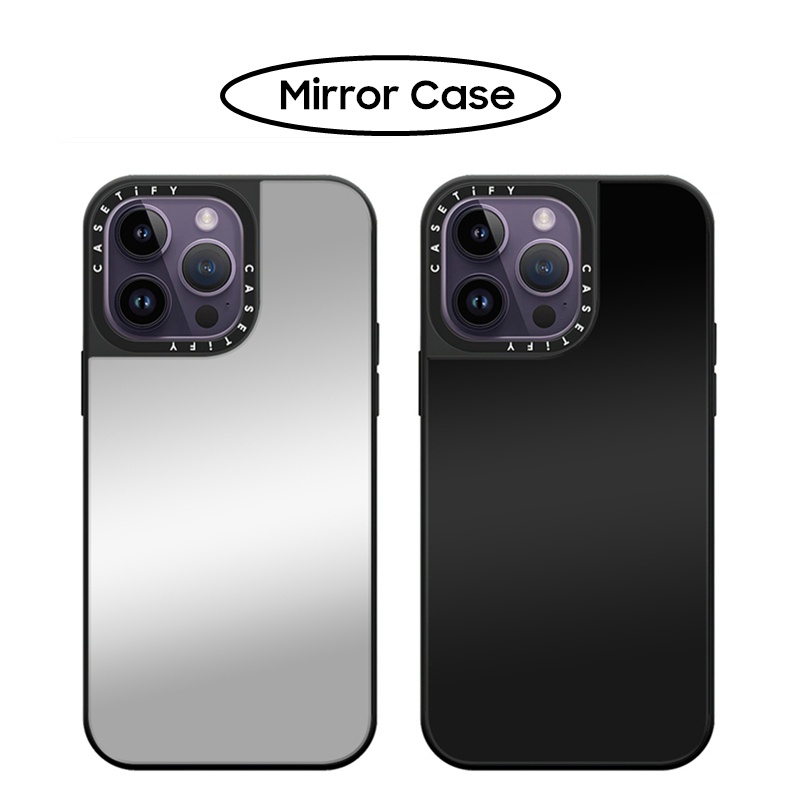 Casetify เคสแข็ง แบบกระจก สีดํา สําหรับ iPhone 11 12 13 14 Pro Max