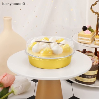 Luckyhouse0^^ ถ้วยฟอยล์อลูมิเนียม ทรงกลม ขนาดเล็ก 35 มล. พร้อมฝาปิดพลาสติก สําหรับอบเค้ก 10 ชิ้น