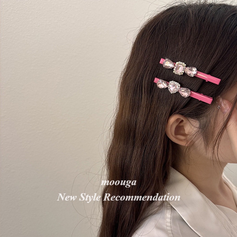 Moouga/sweetheart กิ๊บติดผม รูปหัวใจ ประดับพลอยเทียม สีชมพู เข้ากับทุกการแต่งกาย แฟชั่นฤดูร้อน สไตล์เกาหลี สําหรับผู้หญิง