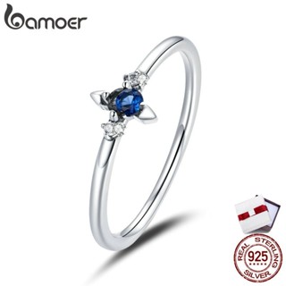 bamoer 925 Sterling Silver Simple Cross Finger Rings for Women Vintage Retro Stackable Rings Band Silver Fine Jewelry SCR679