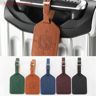 (Takashiseedling) Fashion PU Leather Luggage Tag Suitcase Luggage Label Baggage Boarding Bag Tag Name ID Address Holder Portable Label Travel Accessories