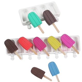 4/8 ช่องแม่พิมพ์ไอศกรีมร่องแม่พิมพ์โฮมเมด Popsicle แม่พิมพ์น้ำแข็ง