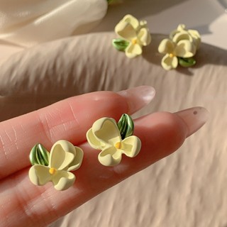 Ins Korean White Gardenia Cute Earrings Ear Studs for Sweet Girls Fashion Accessory