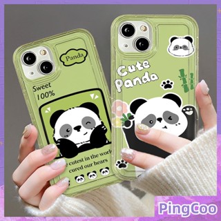 สำหรับ iPhone 11 เคสไอโฟนใสเคลือบเงา TPU กรอบรูปถุงลมนิรภัยเคสนิ่มกันกระแทกป้องกันกล้องหมีแพนด้าน่ารักกินไม้ไผ่เข้ากันได้กับ iPhone 14 13 Pro สูงสุด 12 Pro Max 11 xr