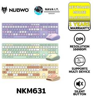 COINSคืน15%⚡FB9JMZV6⚡ NUBWO NKM631 YELLOW/GREEN/PURPLE BLUETOOTH KEYBOARD AND MOUSE คีย์บอร์ดไร้สาย รับประกัน 1ปี