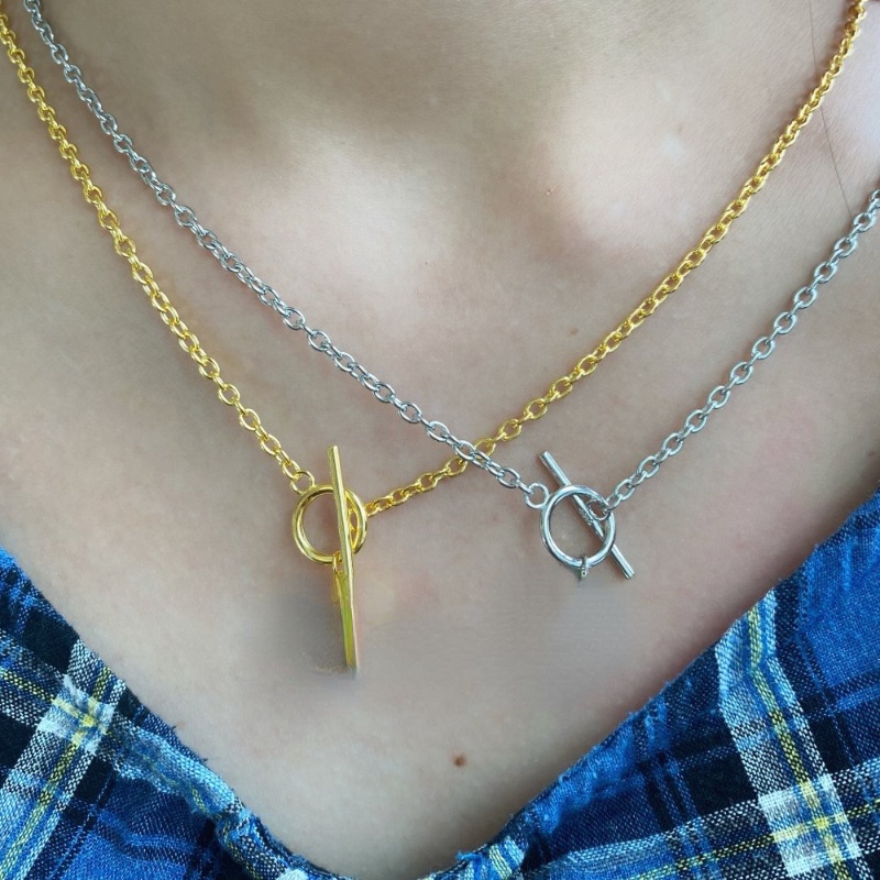 18k Gold Chain ใหม่ S925 สร้อยคอเงิน 2.0 มม.โซ่ Ins แฟชั่นหญิง OT หัวเข็มขัดคอเครื่องประดับ