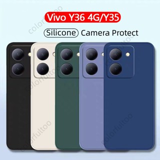 เคสโทรศัพท์ ซิลิโคนนิ่ม ทรงสี่เหลี่ยม กันกระแทก สีพื้น แฟชั่น สําหรับ Vivo Y36 Y35 4G Y 36 Y 35 Y27 VivoY36 VivoY27 4G 5G