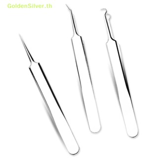 Goldensilver แหนบกําจัดสิวเสี้ยน หัวแหลม สีเงิน สําหรับดูแลผิวหน้า