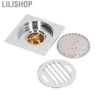 Lilishop Copper Floor Drain Electroplated Floor Drain Automatic Sealing Overflow Resistant Glossy Odor Proof for Balcony