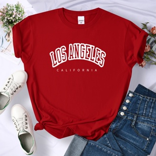 เสื้อยืดแขนสั้นลําลอง พิมพ์ลายตัวอักษร Los Angeles California ระบายอากาศ ขนาดใหญ่ แฟชั่นฤดูร้อน สไตล์สตรีท