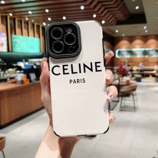 เคสโทรศัพท์มือถือแบบนิ่ม TPU กันกระแทก กันรอยกล้อง ลาย Celine สีขาว สําหรับ iPhone 14 Pro Max 13 12 11 Pro X XS XR 7 8 Plus SE