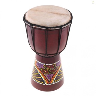 [พร้อมส่ง] กลองไม้แอฟริกัน Djembe แกะสลักด้วยมือ แบบดั้งเดิม ขนาด 6 นิ้ว