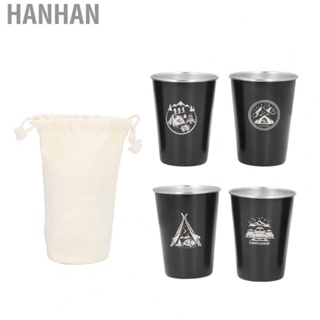 Hanhan Black Camping Cups  Conical Cup Body 4pcs Camping Cups  for Travel for Fishing for Outdoor