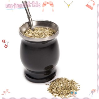 Orienttk ชุดน้ําเต้า Yerba Mate 8oz บ้าน สเตนเลส ทําความสะอาดง่าย สองชั้น บอมบิลลาฟาง