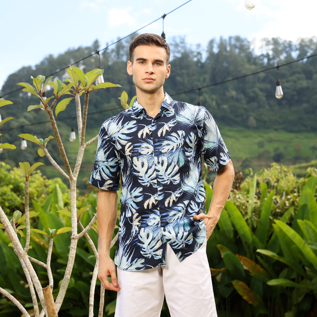 KEMEJA RICARCO เสื้อเชิ้ตแขนสั้นผู้ชาย TENCEL 32307