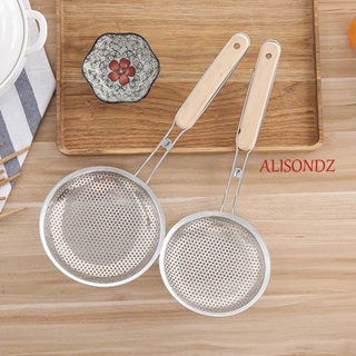 ALISONDZ Stainless Steel Strainer Handheld Oil Filter Colander Spoon Long Handle Wooden Handle Mesh Home Frying Food Cooking Tool Food Filter