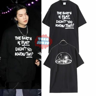Suga Min Yoongi bts T-Shirt The Earth Is Flat Front And Back