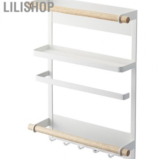 Lilishop Kitchen  Magnetic Shelf  Iron Space Saving  Side Wall Shelf Stable White  for Dining Room