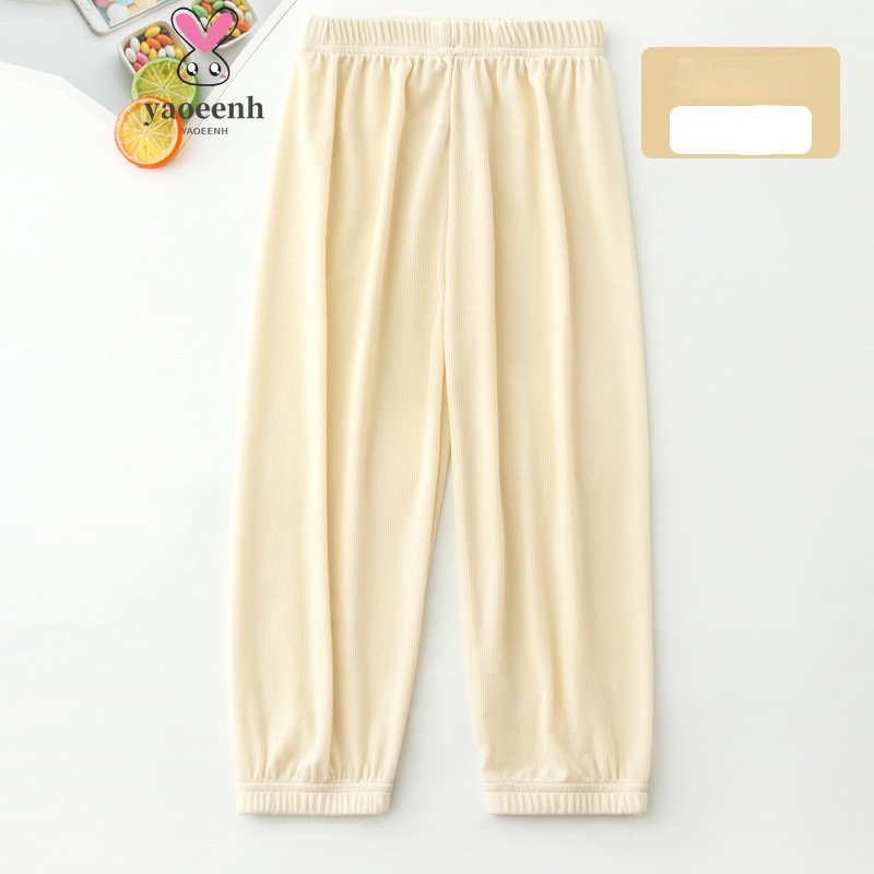 【YAOEENH】กางเกงนอนขายาว ผ้าเรยอน ป้องกันยุง สีแคนดี้ แฟชั่นฤดูร้อน สําหรับเด็กผู้ชาย และเด็กผู้หญิง ขนาด 110-170 ซม.