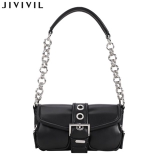 JIVIVIL กระเป๋าสะพายไหล่ผู้หญิงย้อนยุค niche ออกแบบโซ่กระเป๋า baguette