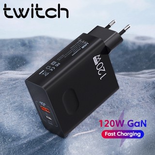 Twitch อะแดปเตอร์ชาร์จโทรศัพท์มือถือ USB Type C 120W ปลั๊ก EU US UK