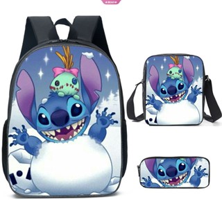 กระเป๋าเป้สะพายหลัง กระเป๋านักเรียน พิมพ์ลาย Disney Stitch เหมาะกับของขวัญ สําหรับเด็ก 3 ชิ้น 2023