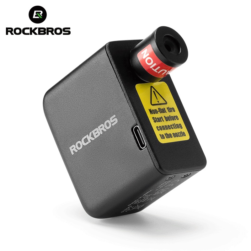 ROCKBROS เครื่องปั๊มลมไฟฟ้า Type-c แรงดันสูง 100 PSI ชาร์จซ้ําได้ ขนาดเล็ก แบบพกพา อุปกรณ์เสริม สําหรับรถจักรยาน MTB