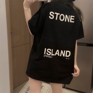 เสื้อยืดแขนสั้น ผ้าฝ้าย พิมพ์ลาย STONE ISLAND พลัสไซซ์ สําหรับผู้ชาย และผู้หญิง