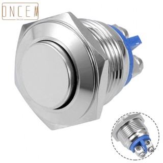 【ONCEMOREAGAIN】Push Button Switch Horn Push Button IP67 Waterproof ON/OFF Silver Tone